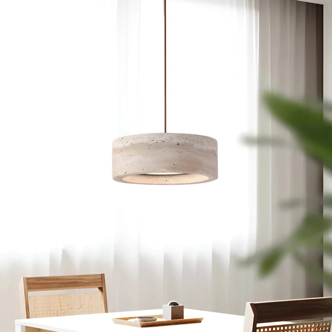 Nysa - Lampe Suspendue En Pierre De Travertin Style Wabi Sabi