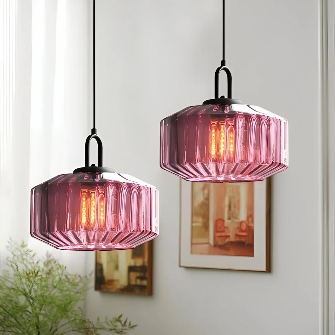 Orlane - Suspension Rétro en Verre Coloré