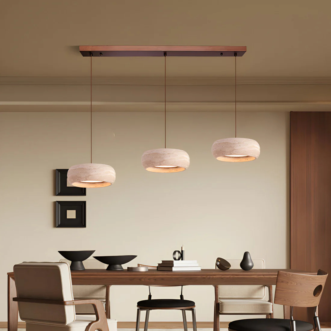 Nysa - Lampe Suspendue En Pierre De Travertin Style Wabi Sabi