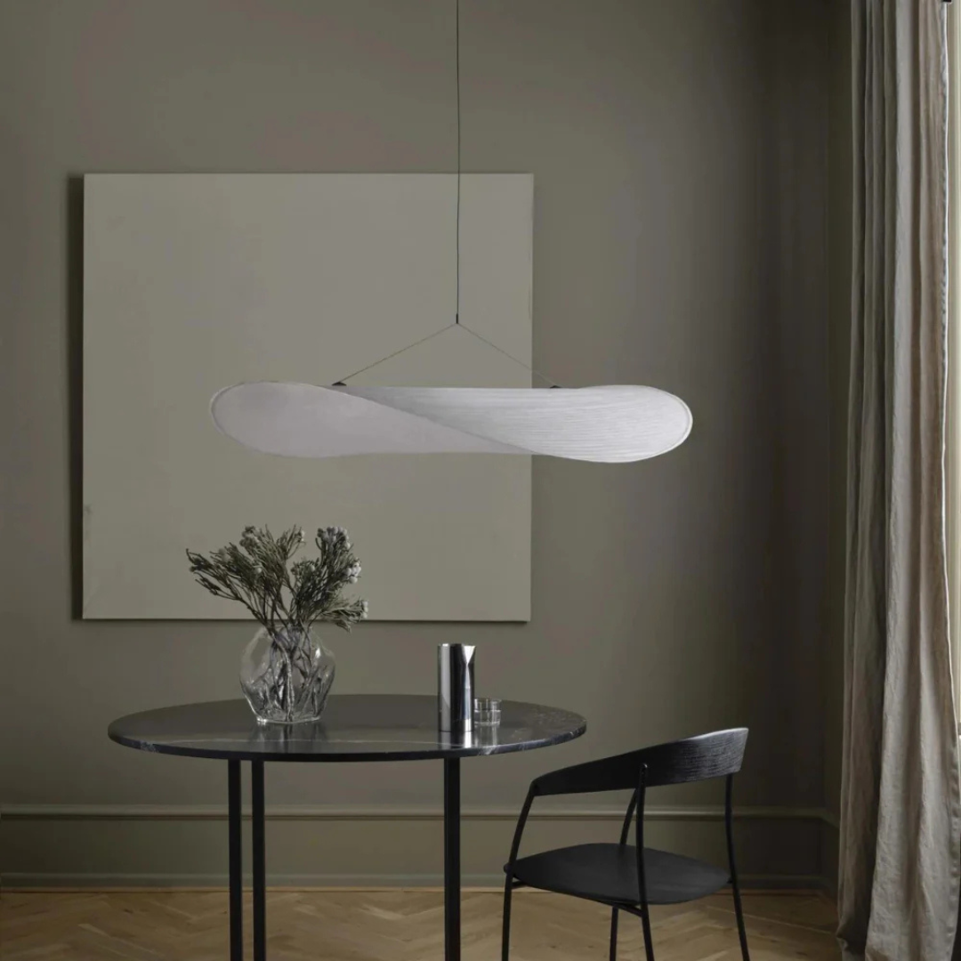 Kryos - Lampe Suspendue Japandi En Tissu Soie Blanc