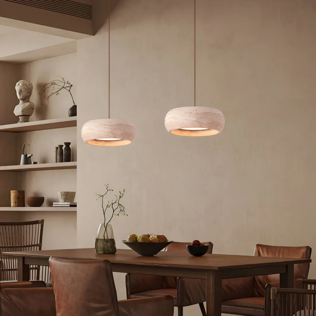 Nysa - Lampe Suspendue En Pierre De Travertin Style Wabi Sabi