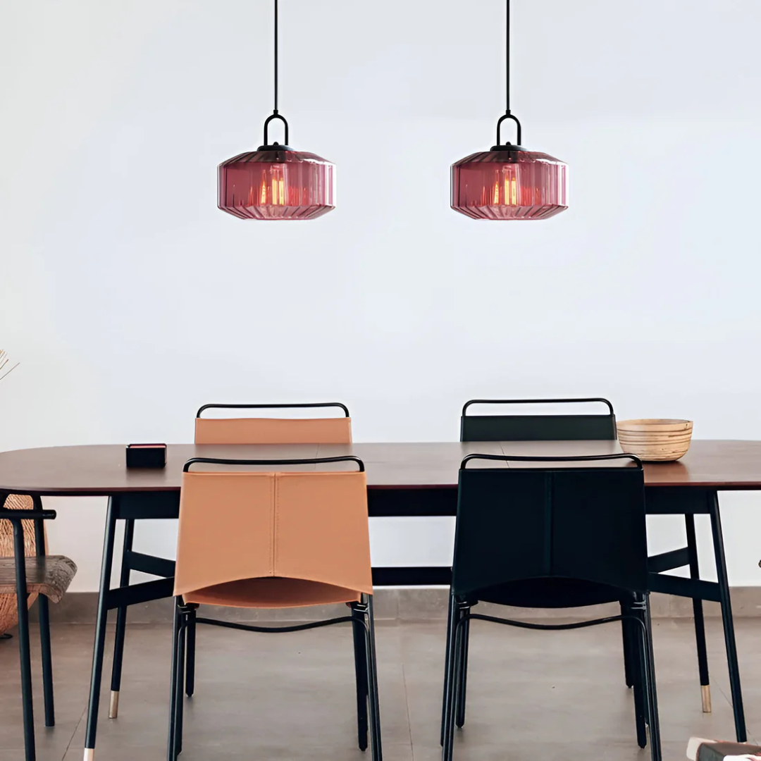 Elea - Lampe Suspendue Rétro En Verre Coloré