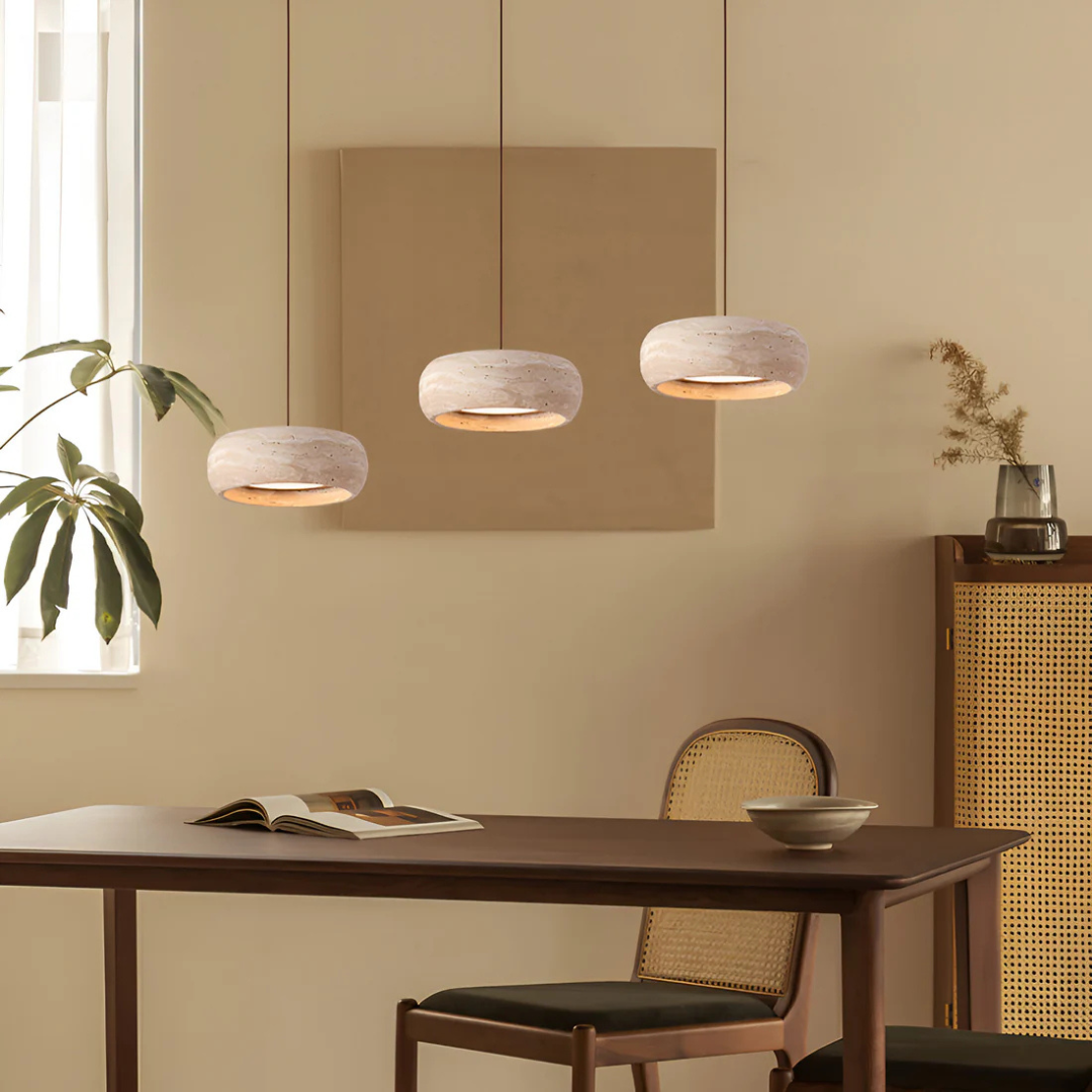 Nysa - Lampe Suspendue En Pierre De Travertin Style Wabi Sabi