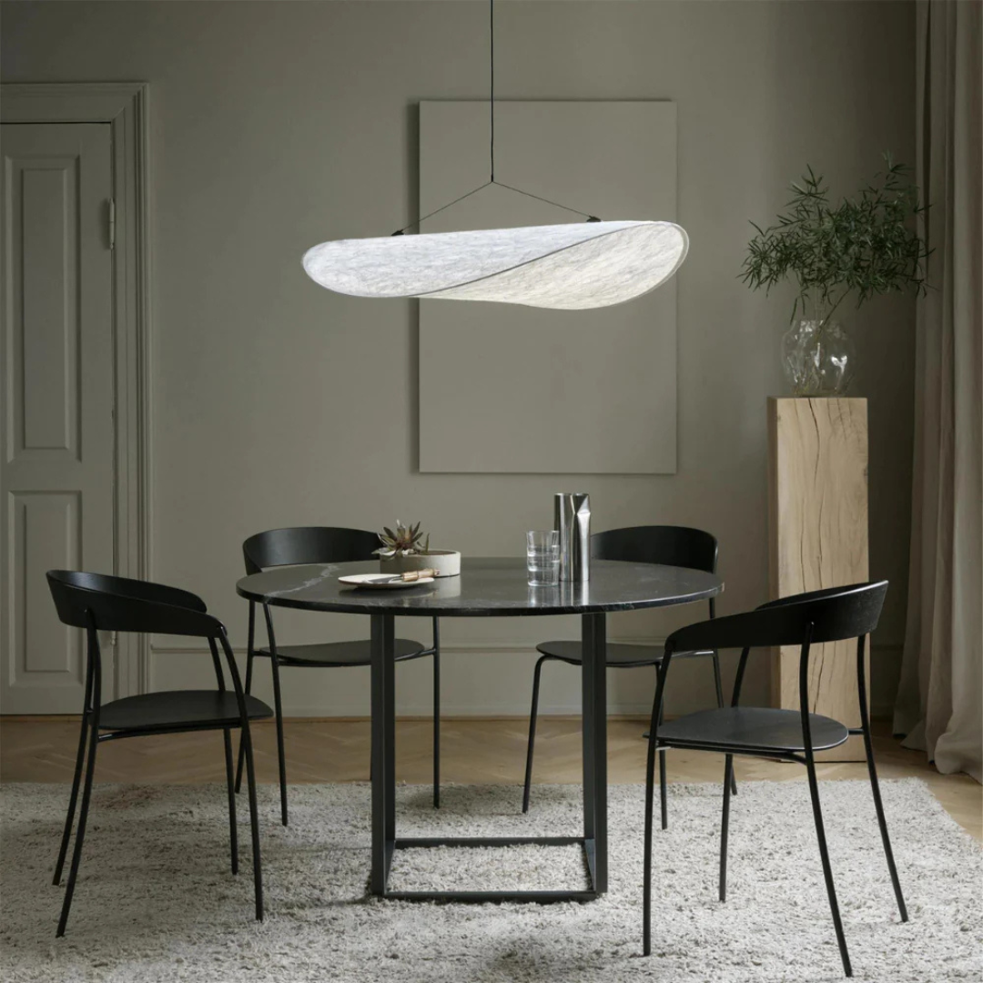 Kryos - Lampe Suspendue Japandi En Tissu Soie Blanc