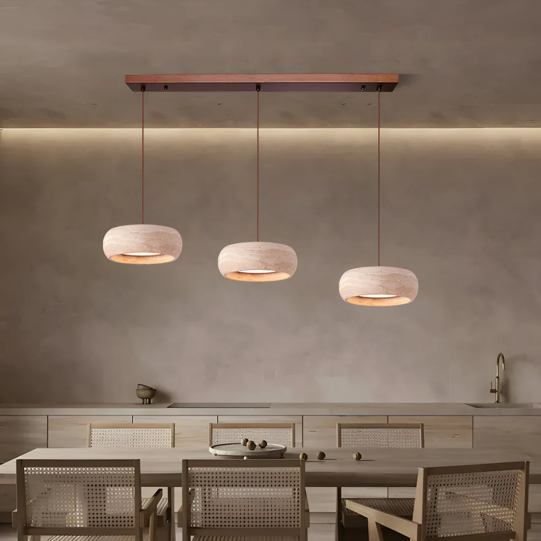 Nysa - Lampe Suspendue En Pierre De Travertin Style Wabi Sabi
