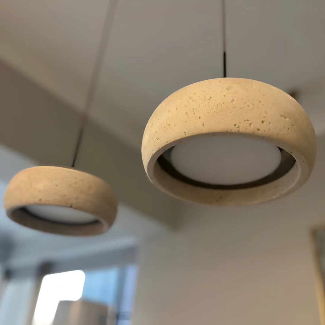 Nysa - Lampe Suspendue En Pierre De Travertin Style Wabi Sabi