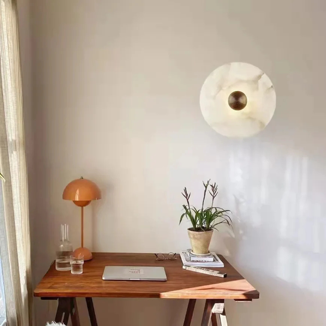 Helia - Applique Murale Ronde LED En Albâtre Style Nordique