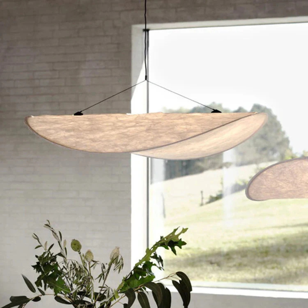 Kryos - Lampe Suspendue Japandi En Tissu Soie Blanc