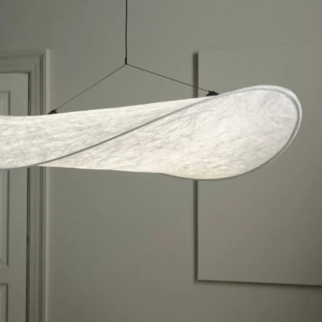 Kryos - Lampe Suspendue Japandi En Tissu Soie Blanc