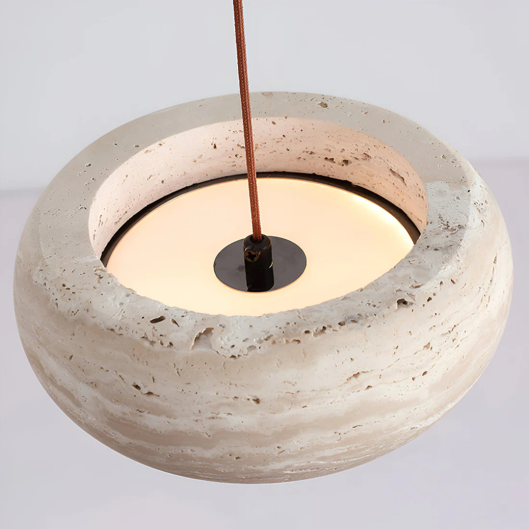 Nysa - Lampe Suspendue En Pierre De Travertin Style Wabi Sabi