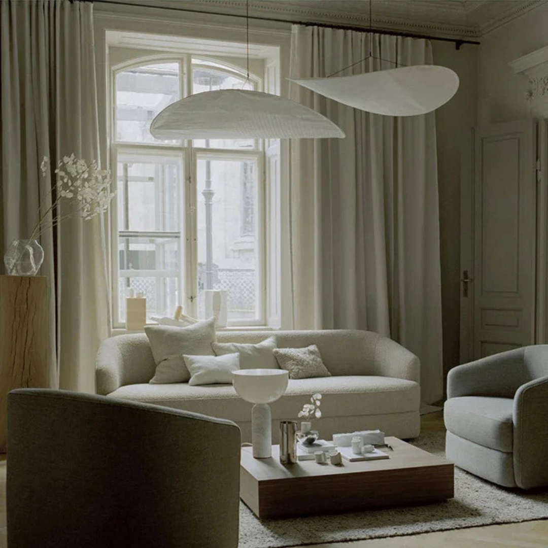 Kryos - Lampe Suspendue Japandi En Tissu Soie Blanc