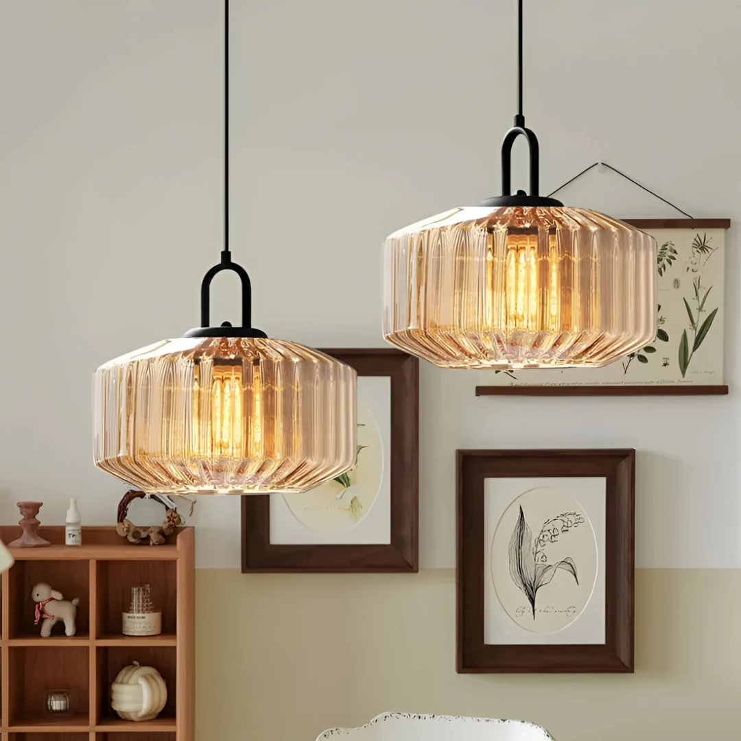 Elea - Lampe Suspendue Rétro En Verre Coloré