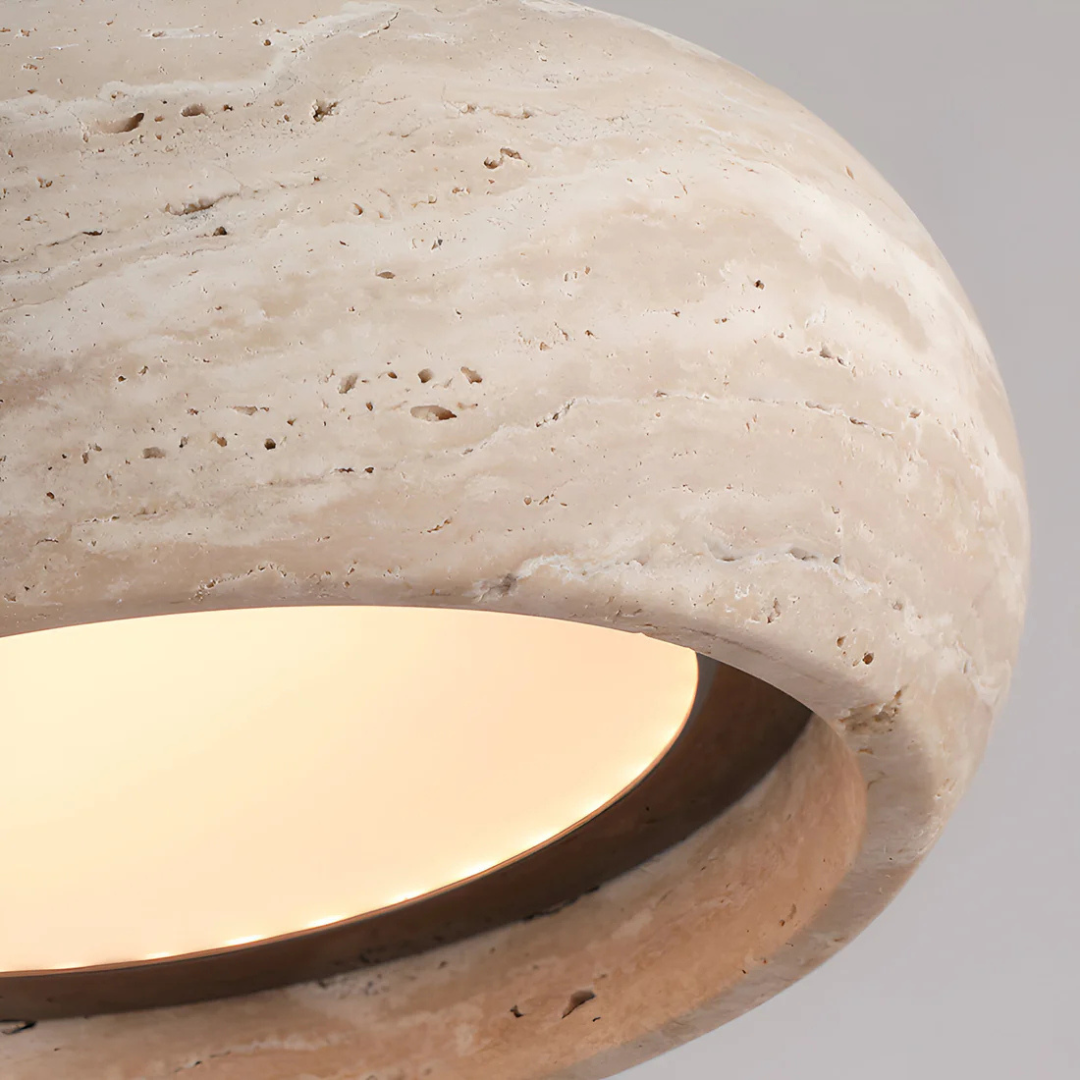 Nysa - Lampe Suspendue En Pierre De Travertin Style Wabi Sabi