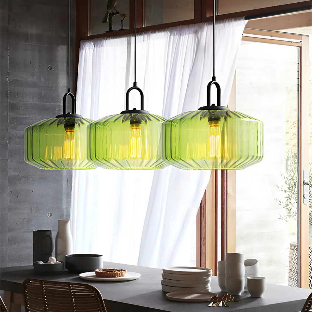 Elea - Lampe Suspendue Rétro En Verre Coloré