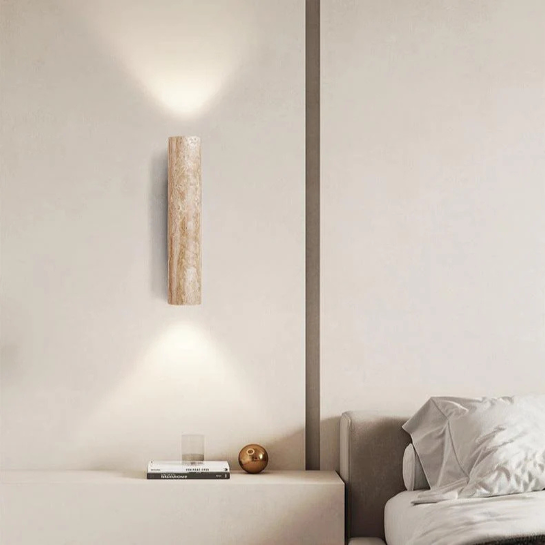 Kyra - Applique Murale Tube En Travertin Style Japandi