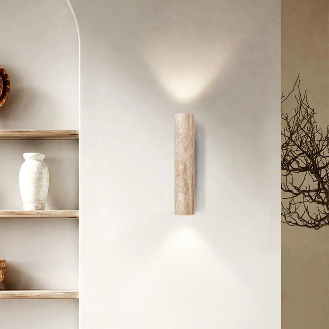 Kyra - Applique Murale Tube En Travertin Style Japandi