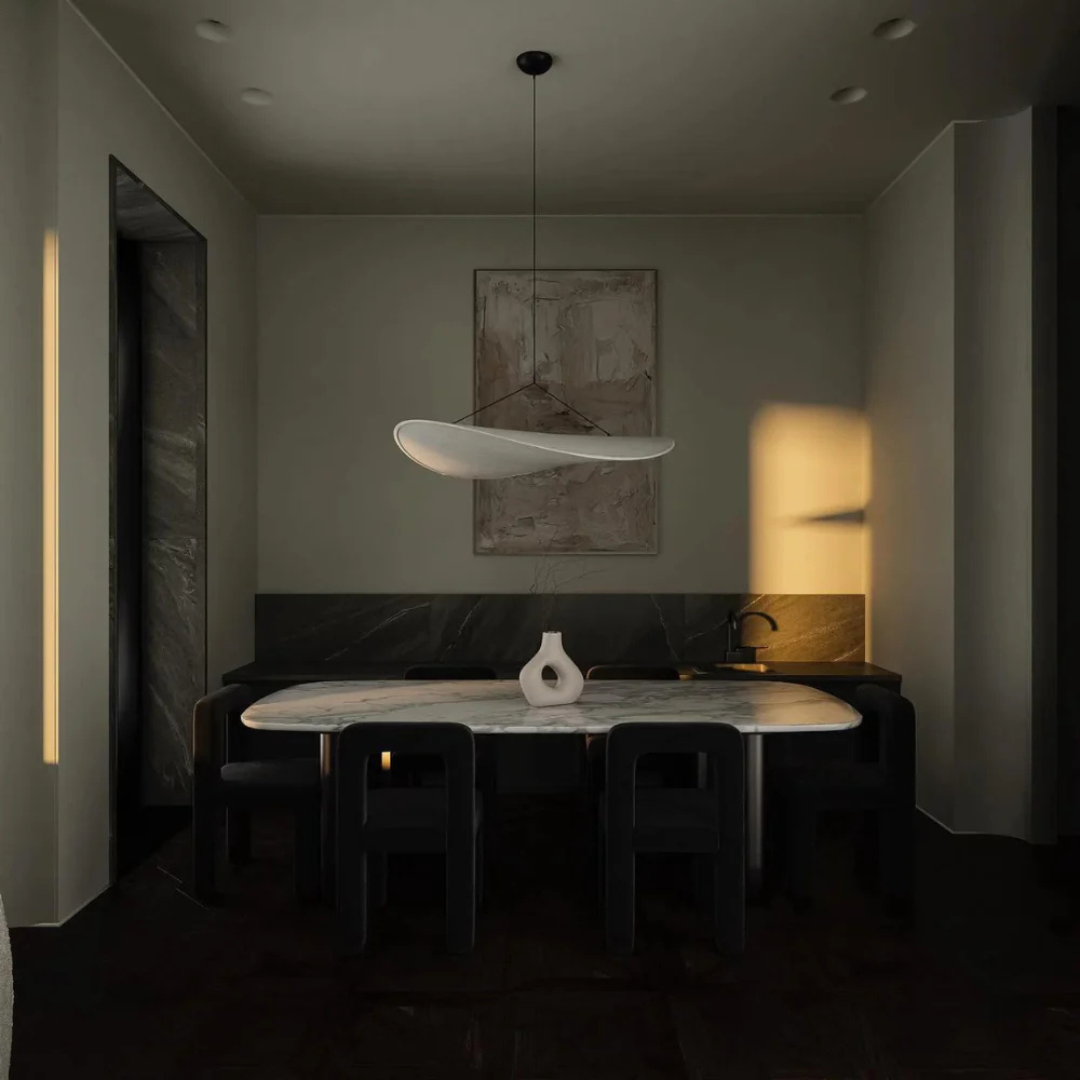Kryos - Lampe Suspendue Japandi En Tissu Soie Blanc