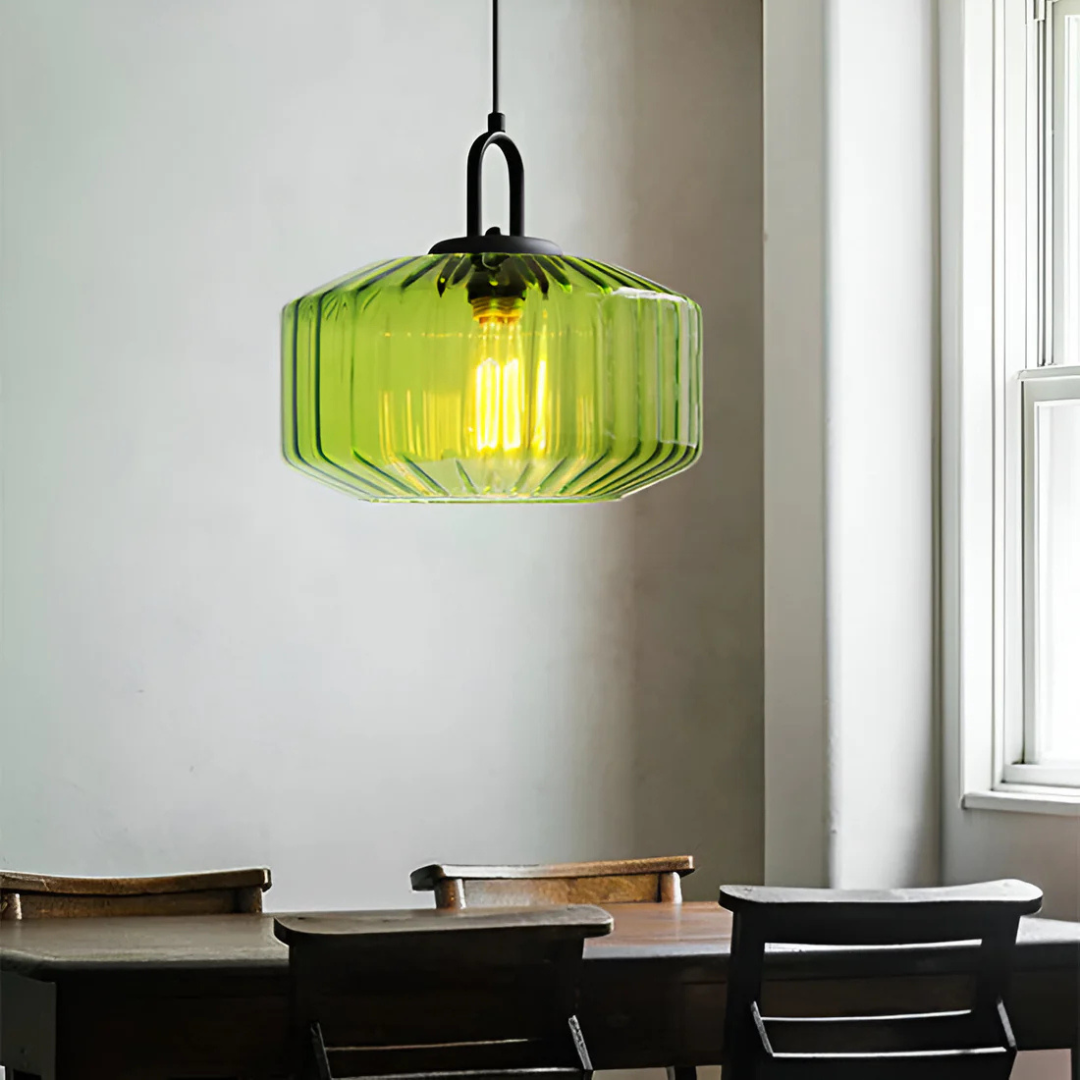Elea - Lampe Suspendue Rétro En Verre Coloré