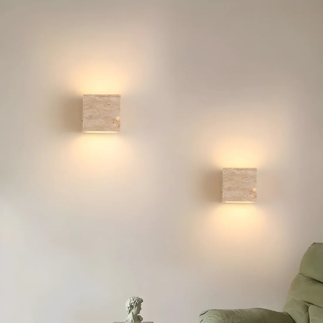 Helio - Applique Extérieure En Travertin