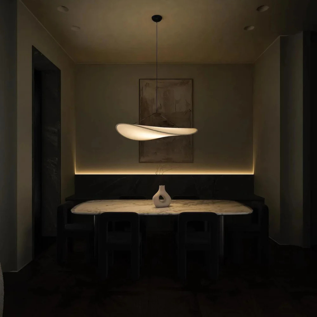 Kryos - Lampe Suspendue Japandi En Tissu Soie Blanc
