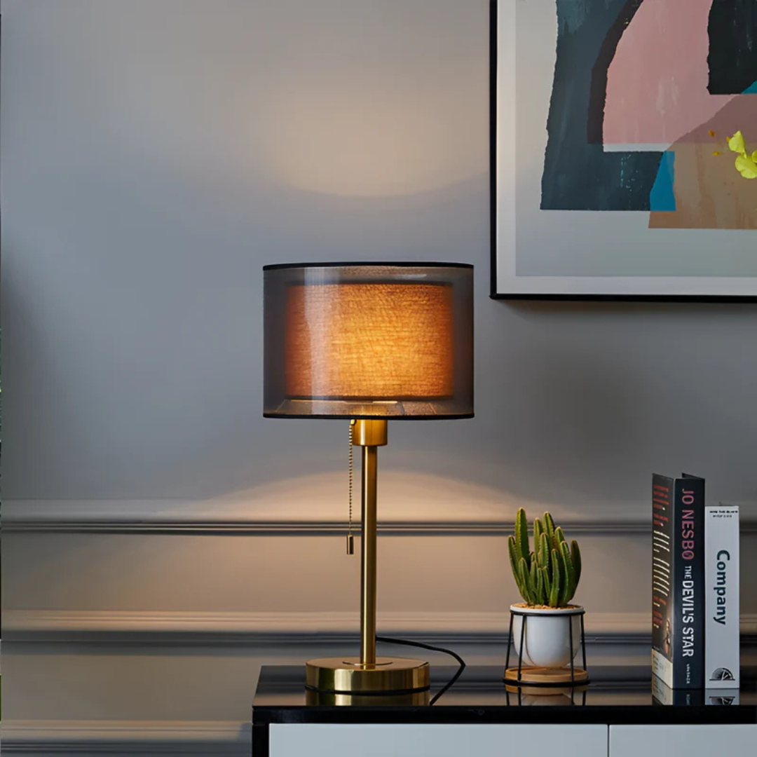 Auriane - Lampe de Table avec Double Abat-jour en Tissu