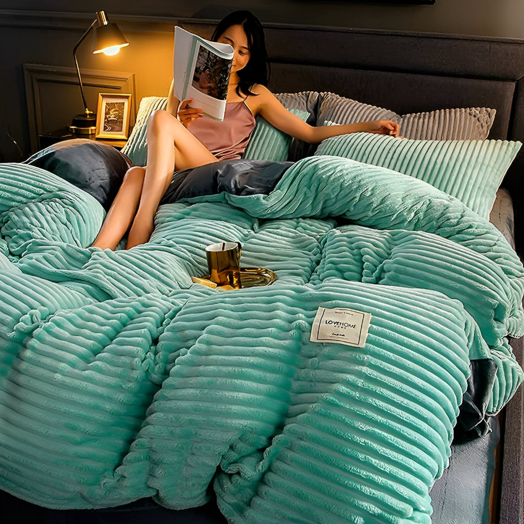 Cymora – Housse de Couette en Flanelle Peluche Douce