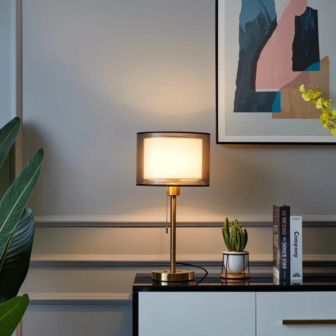 Auriane - Lampe de Table avec Double Abat-jour en Tissu