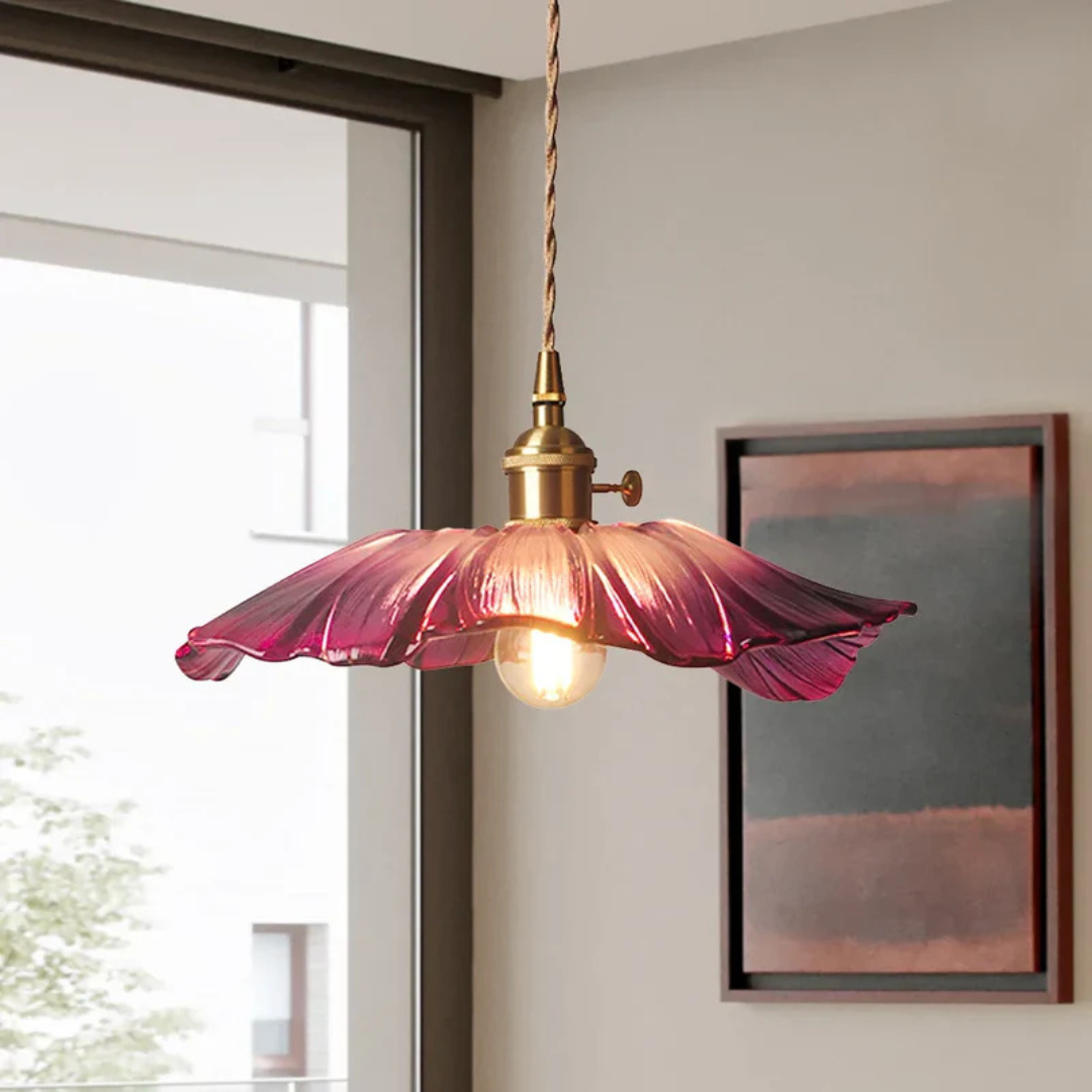 Velouris - Suspension Rétro en Verre Lotus