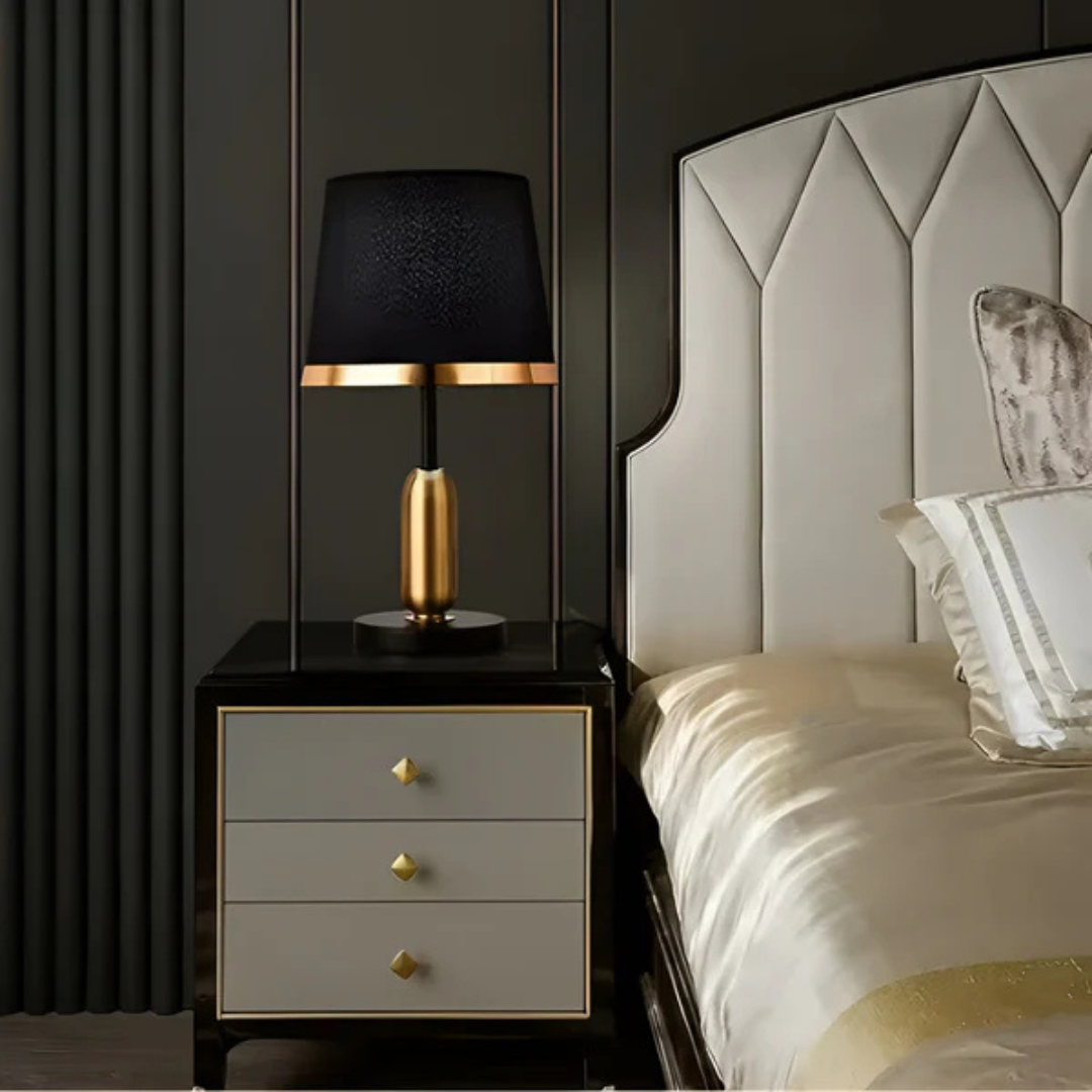 Ombrelle – Lampe de Table Moderne avec Abat-jour en Tissu Noir