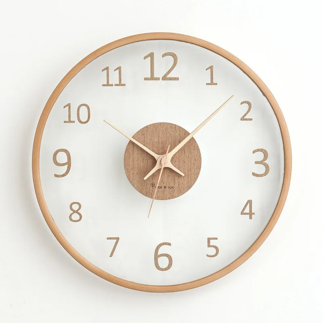 Noctis – Horloge Murale en Bois Élégante en Verre