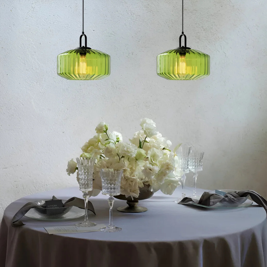 Elea - Lampe Suspendue Rétro En Verre Coloré