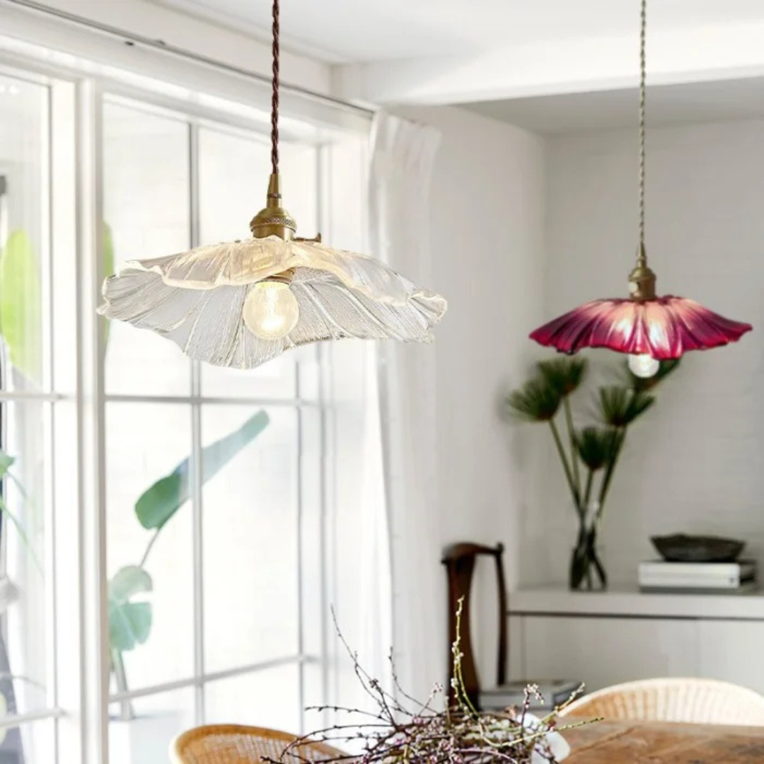 Velouris - Suspension Rétro en Verre Lotus