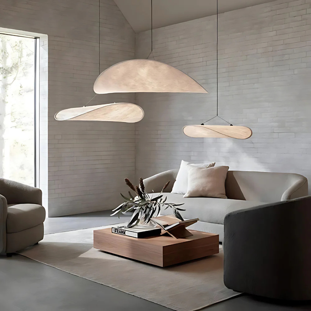 Kryos - Lampe Suspendue Japandi En Tissu Soie Blanc