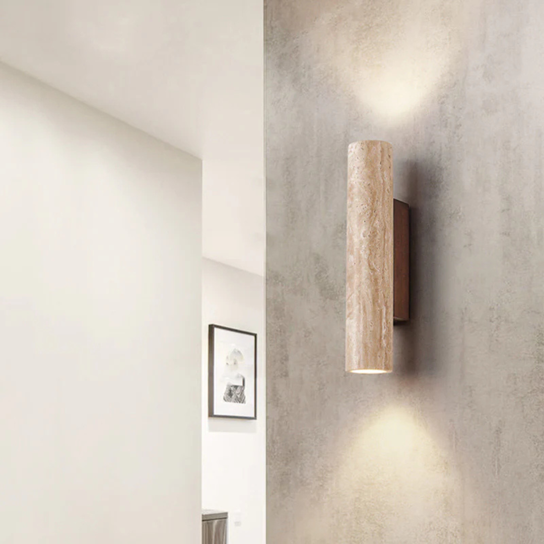 Kyra - Applique Murale Tube En Travertin Style Japandi
