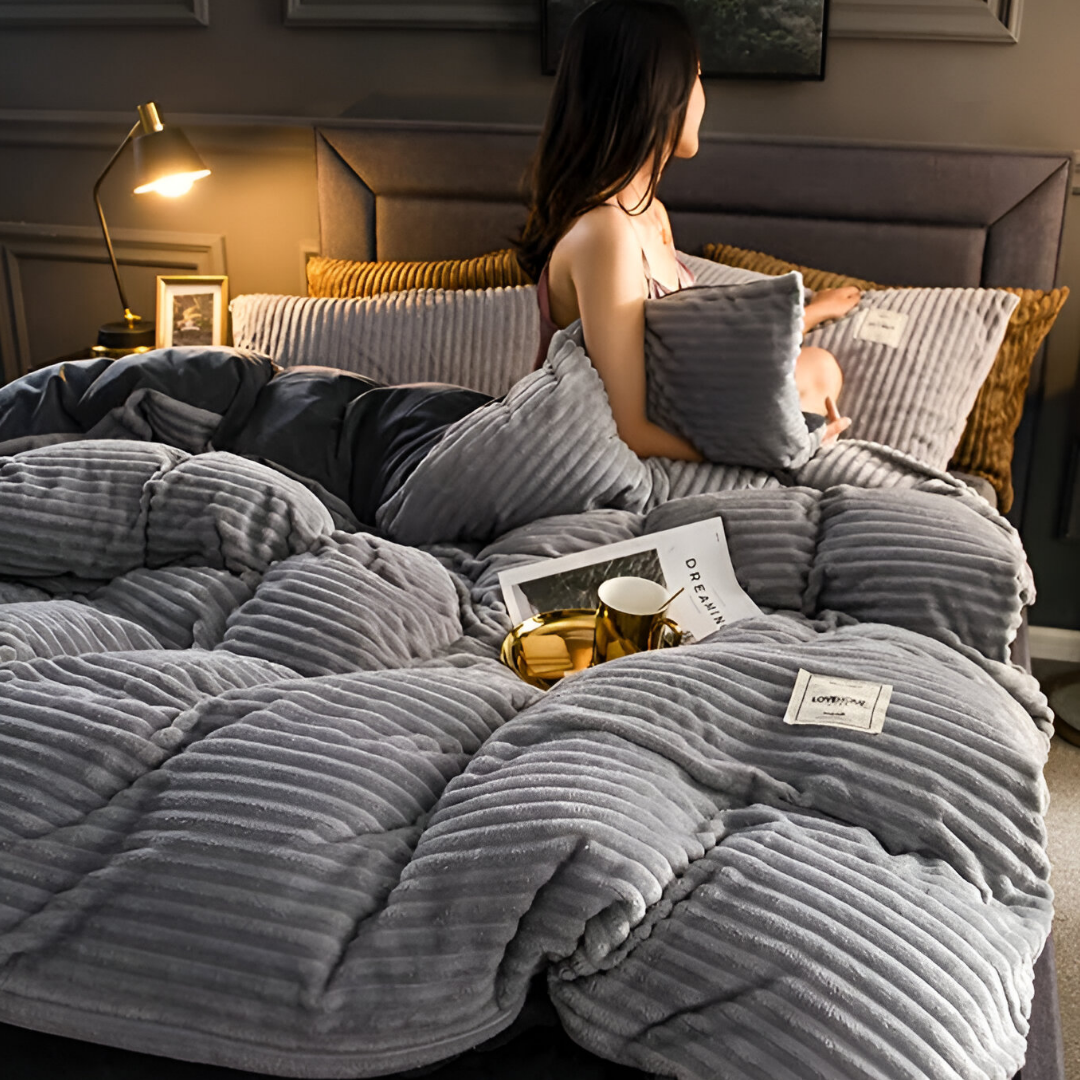 Cymora – Housse de Couette en Flanelle Peluche Douce