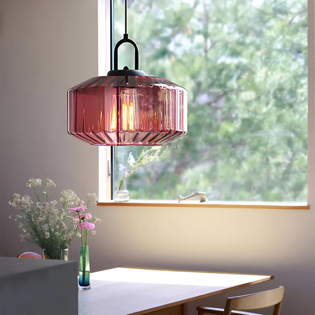 Orlane - Suspension Rétro en Verre Coloré