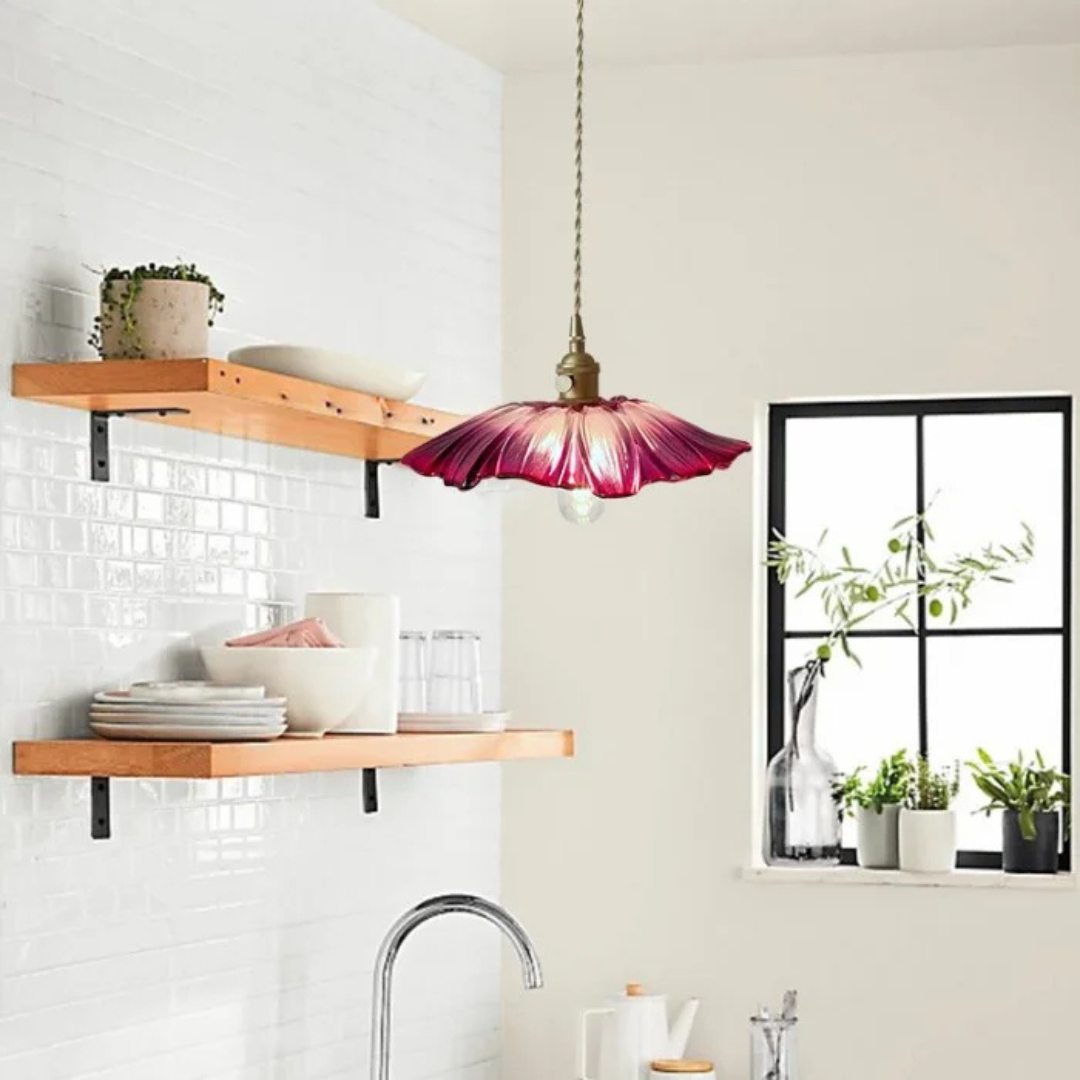 Velouris - Suspension Rétro en Verre Lotus