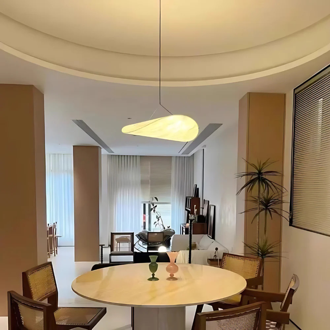 Kryos - Lampe Suspendue Japandi En Tissu Soie Blanc