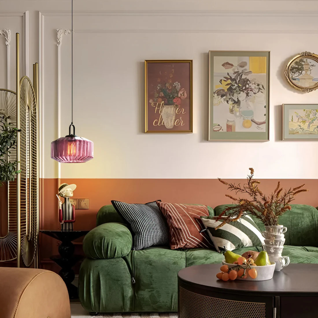 Elea - Lampe Suspendue Rétro En Verre Coloré
