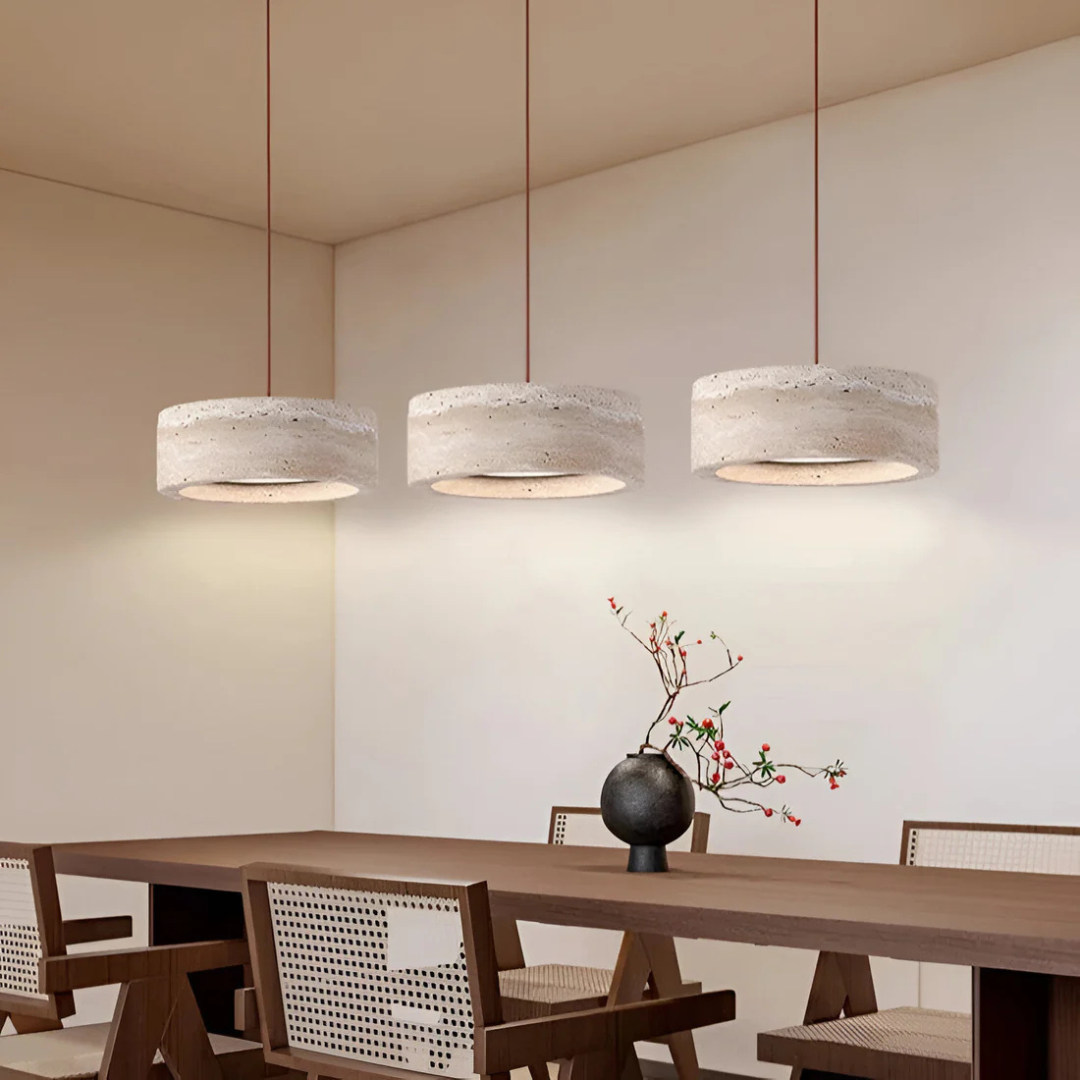 Nysa - Lampe Suspendue En Pierre De Travertin Style Wabi Sabi