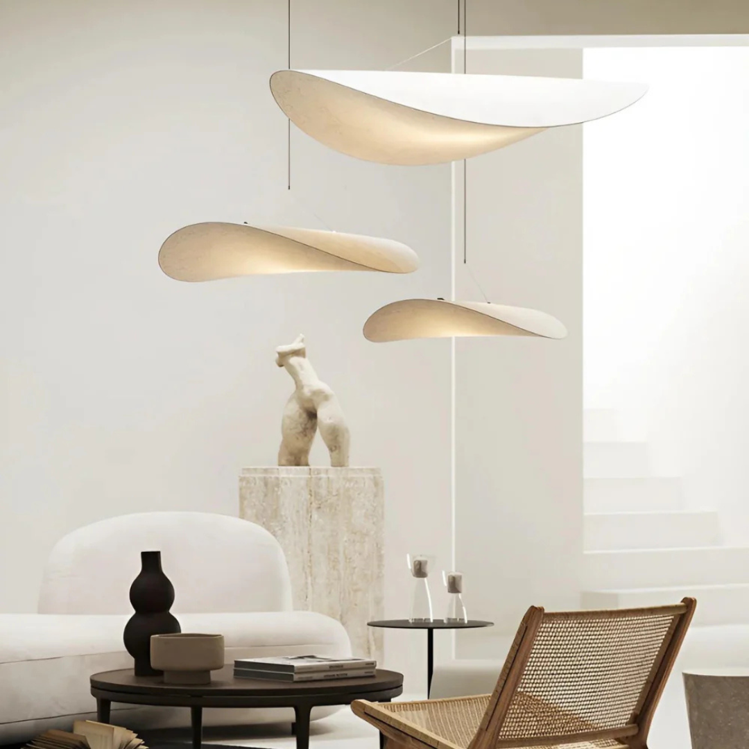Kryos - Lampe Suspendue Japandi En Tissu Soie Blanc
