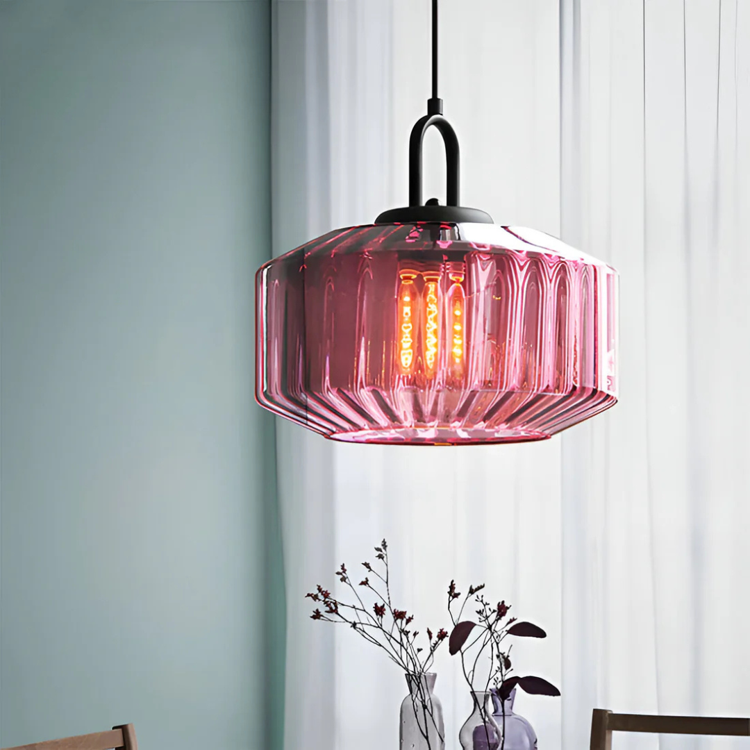 Orlane - Suspension Rétro en Verre Coloré