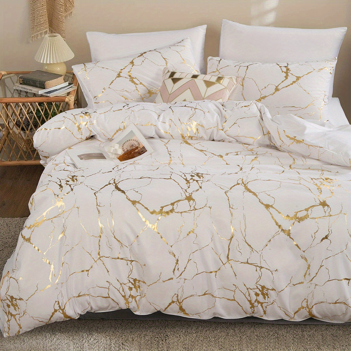 Sirah - Housse de Couette en Marbre de Luxe et Confortable