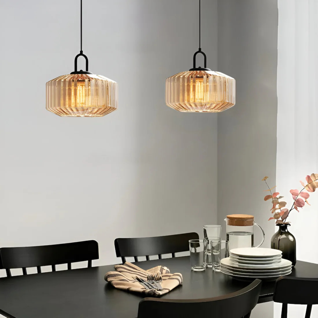 Elea - Lampe Suspendue Rétro En Verre Coloré