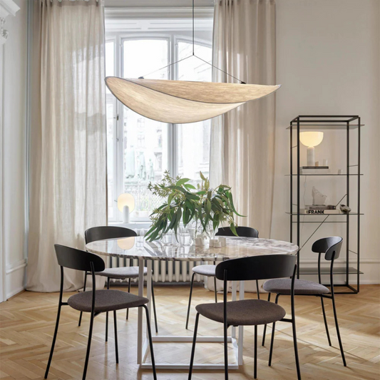 Kryos - Lampe Suspendue Japandi En Tissu Soie Blanc