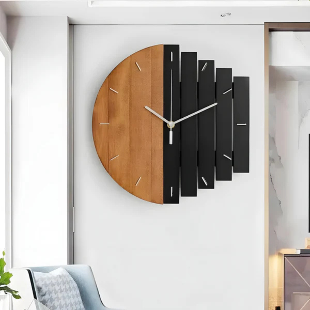 Aurethia - Grande Horloge Murale en Bois pour Salon