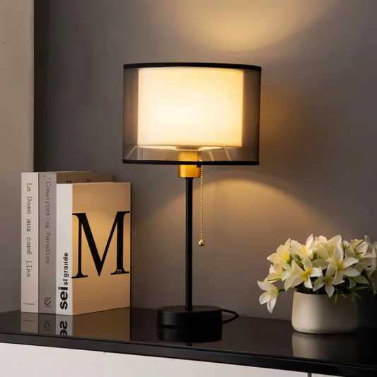 Auriane - Lampe de Table avec Double Abat-jour en Tissu