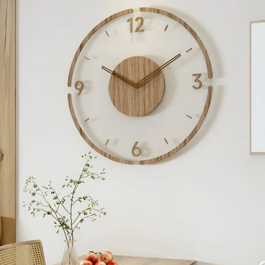 Chrona - Grande Horloge Murale Salon en Acrylique et Bois