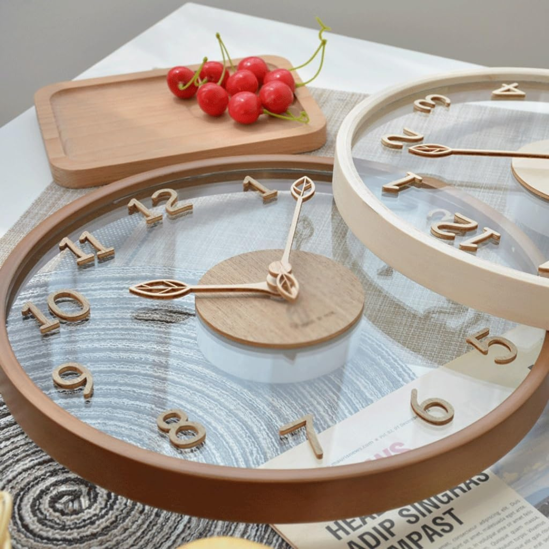 Noctis – Horloge Murale en Bois Élégante en Verre
