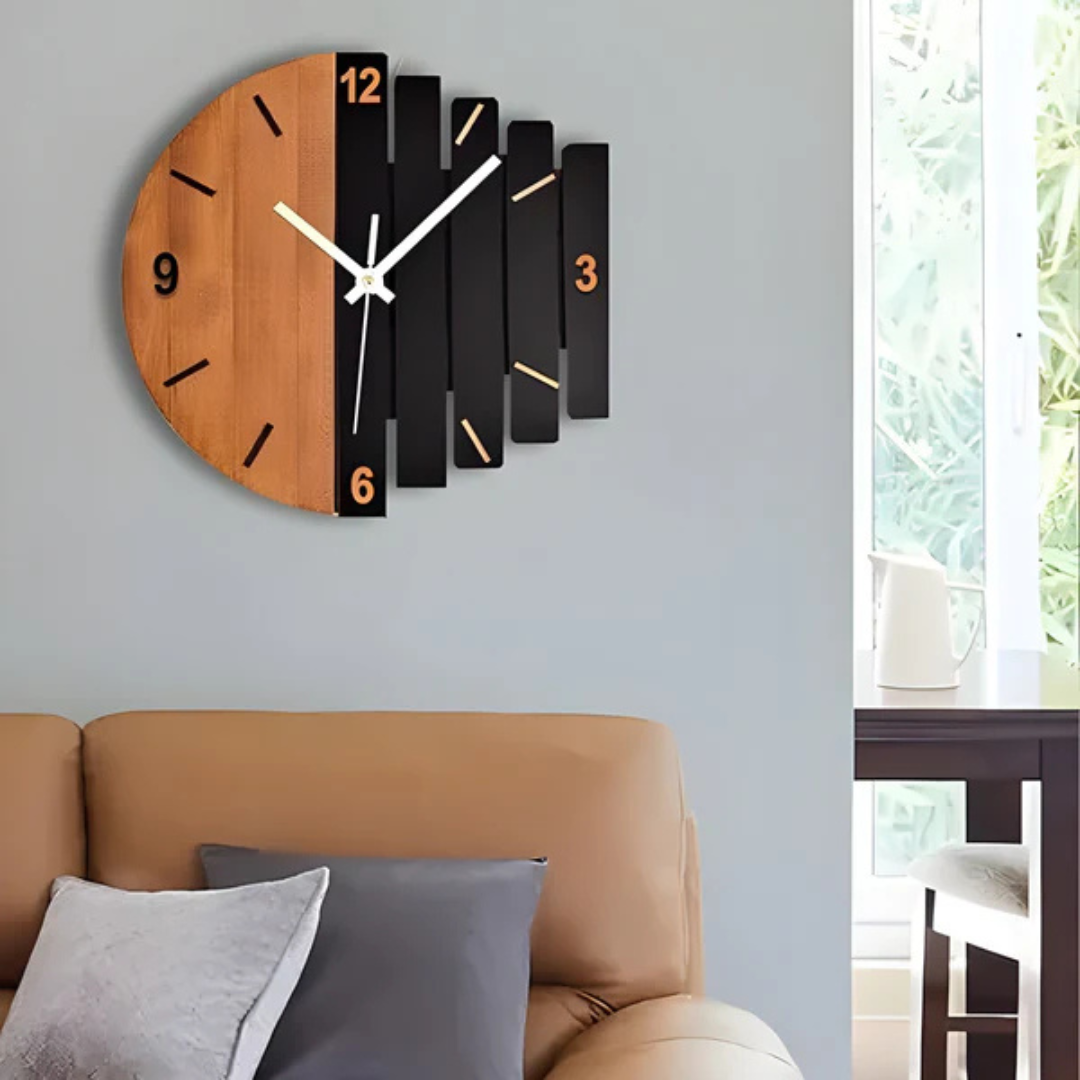 Aurethia - Grande Horloge Murale en Bois pour Salon